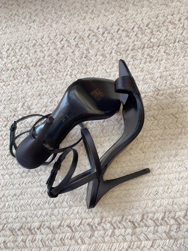 HIGH FLIP FLOPS SANDAL WITH STRAP IN BLACK SILK
