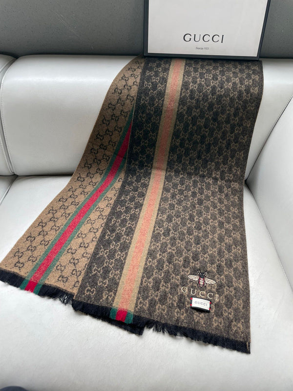 SCIARPA 180 CM IN CASHMERE MONOGRAM MARRONE 402214