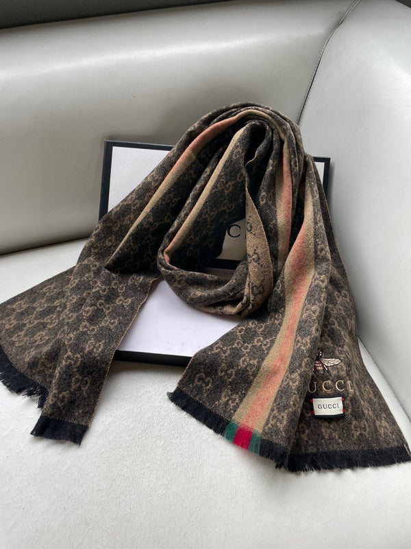 SCIARPA 180 CM IN CASHMERE MONOGRAM MARRONE 402214