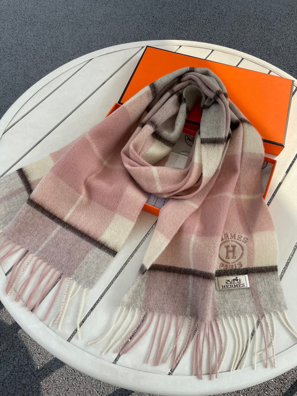 Scarf 180 CM In Light Grey White Mix Light Pink Caro Cashmere