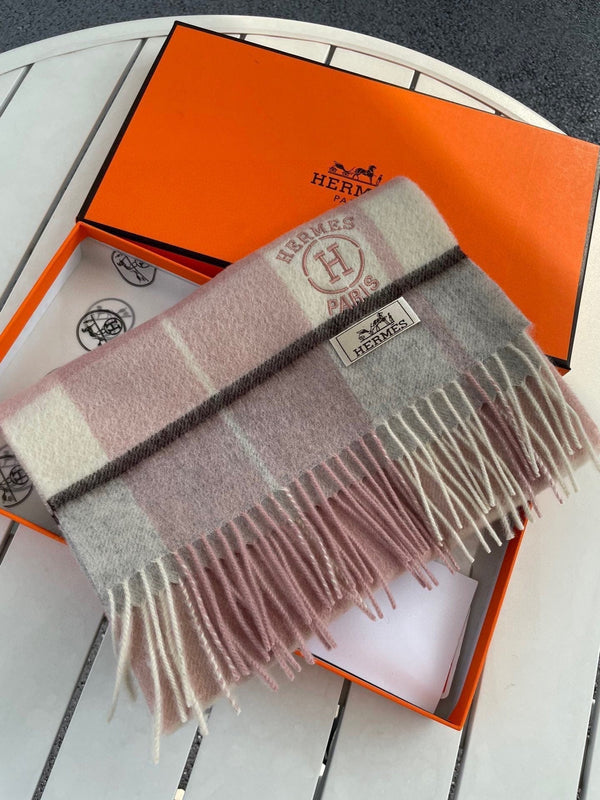 Scarf 180 CM In Light Grey White Mix Light Pink Caro Cashmere