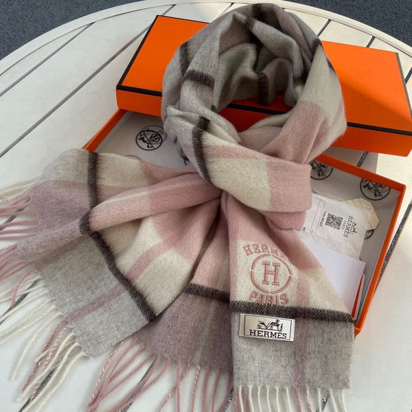 Scarf 180 CM In Light Grey White Mix Light Pink Caro Cashmere