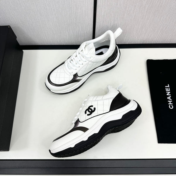 CC SNEAKER IN WHITE MIX BLACK EMBROIDERED LAMBSKIN