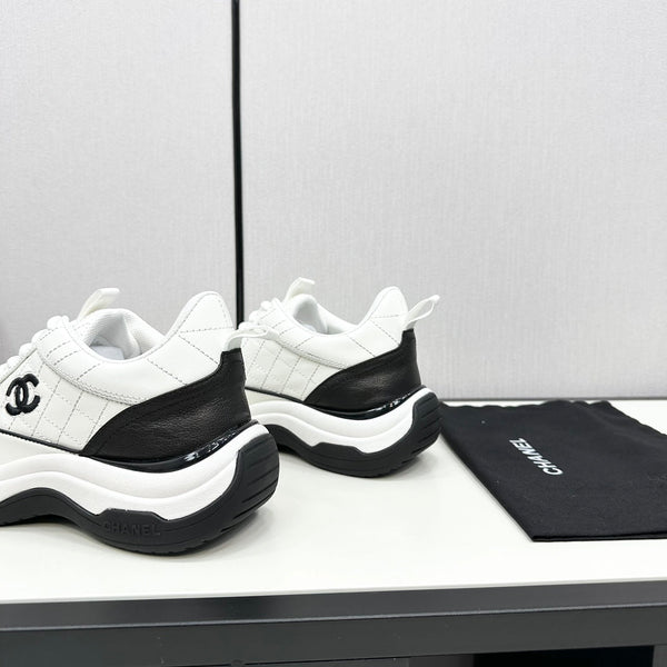 CC SNEAKER IN WHITE MIX BLACK EMBROIDERED LAMBSKIN