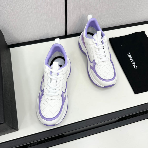 CC SNEAKER IN WHITE MIX IRIS PURPLE EMBROIDERED LAMBSKIN