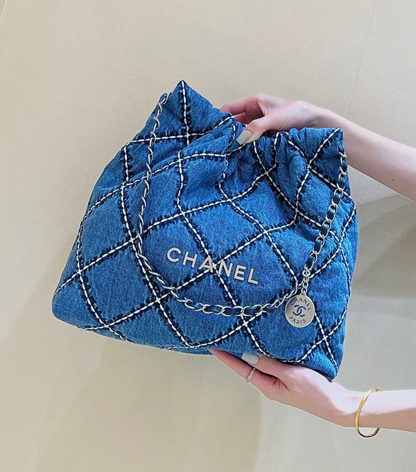 cc 24p denim cucito hardware argento