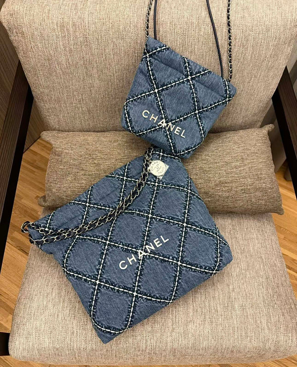 cc 24p denim cucito hardware argento