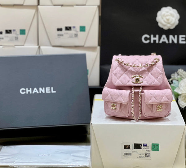 24a duma backpack pink caviar leather light gold hardware