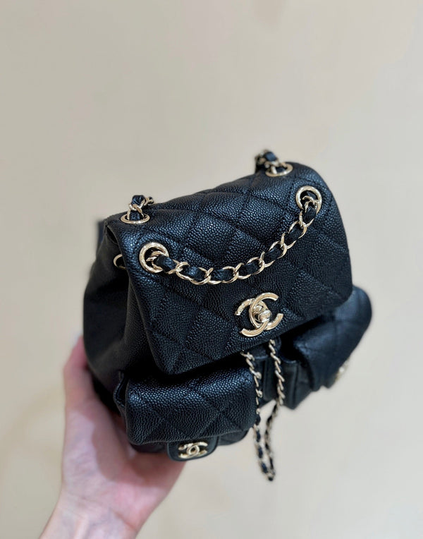 24a duma backpack black caviar leather light gold hardware