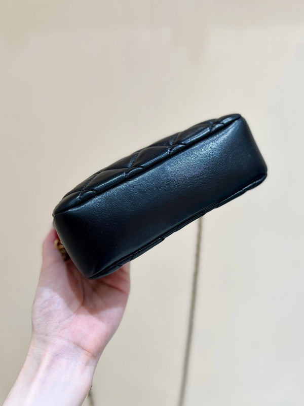 CC 24K Gold Coin Camera Bag 18cm Black Lambskin Light GHW