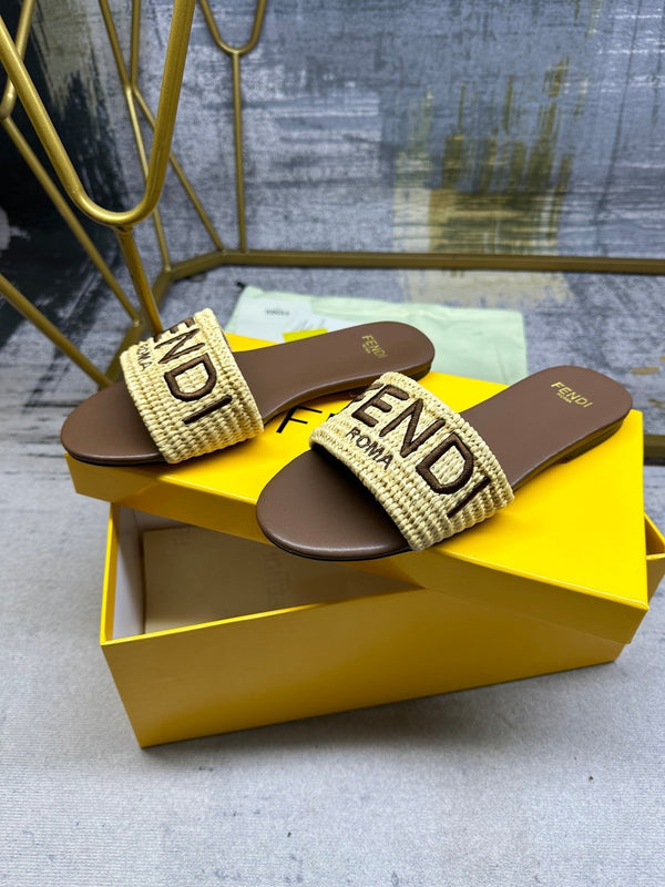 Ciabatte in fibra di cotone giallo marrone FF Signature 10