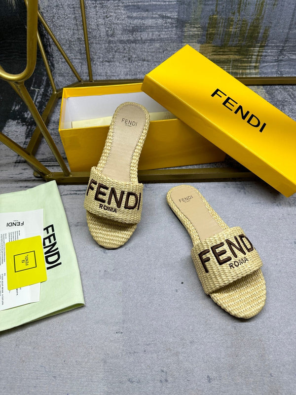 Ciabatte FF Signature 10 in fibra di cotone beige