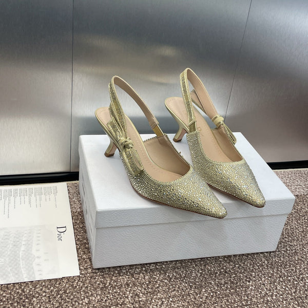 cd slingback pump 65 gold green calfskin resin pearl