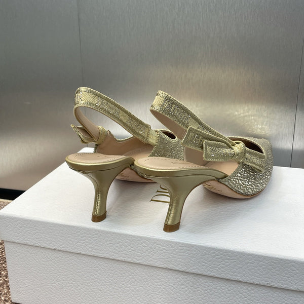 cd slingback pump 65 gold green calfskin resin pearl