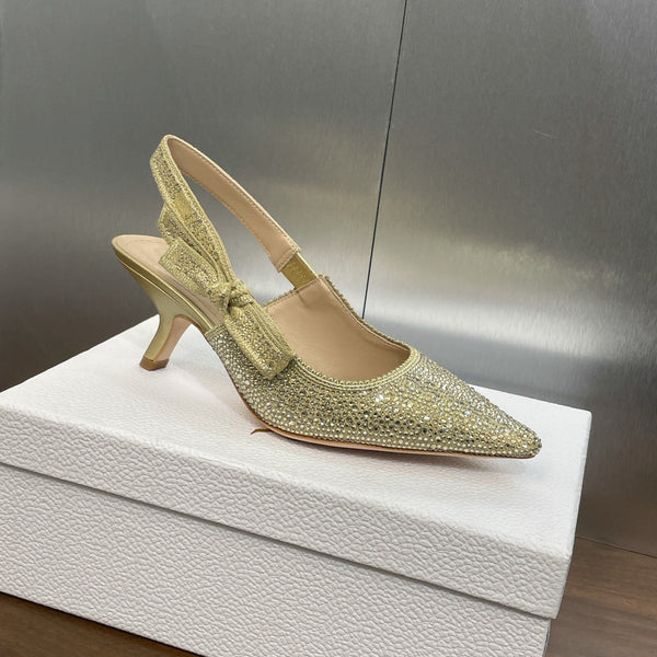 cd slingback pump 65 gold green calfskin resin pearl