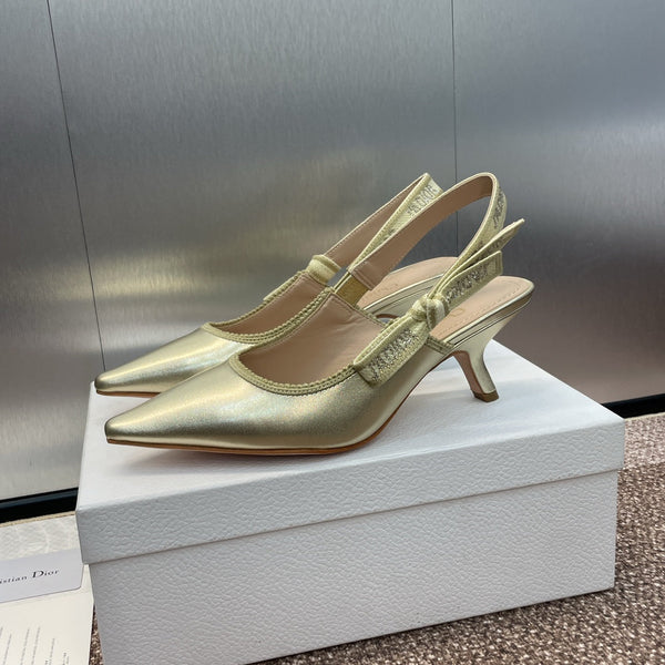 cd slingback pump 65 gold green cakfskin