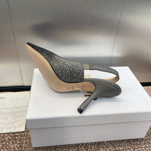 cd slingback pump 95 opaque black calfskin resin pearl