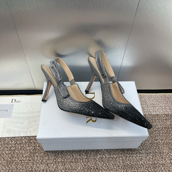 cd slingback pump 95 opaque black calfskin resin pearl