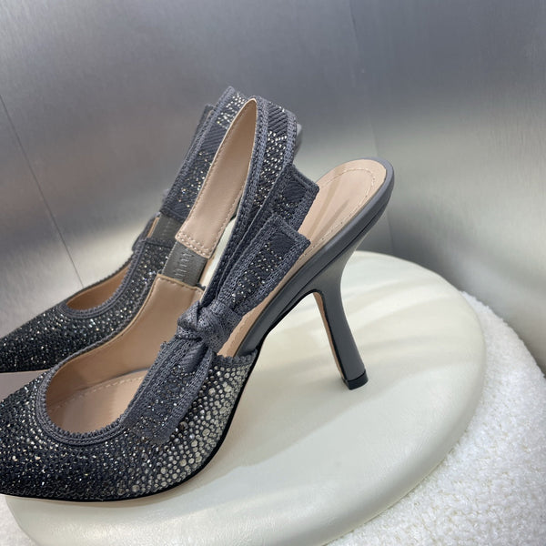 cd slingback pump 95 opaque black calfskin resin pearl