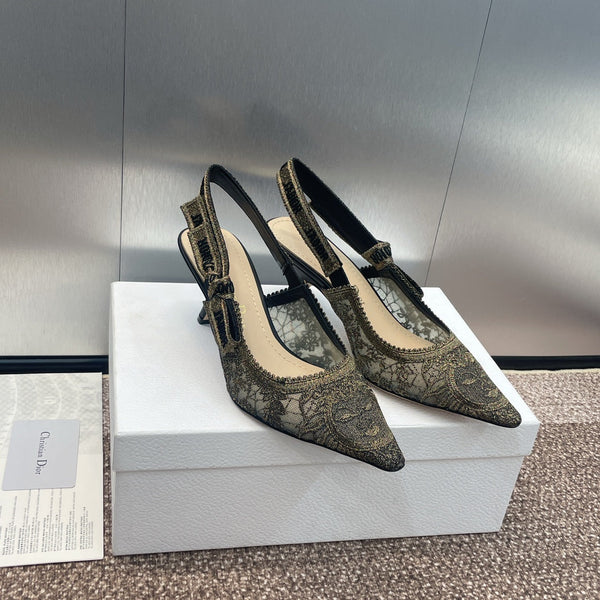 cd slingback pump 65 transparent mesh embroidered black sun motif