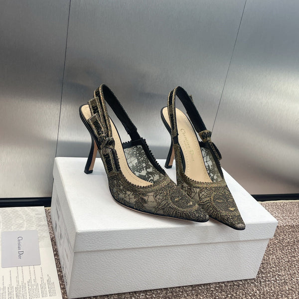 cd slingback pump 95 transparent mesh embroidered black sun motif