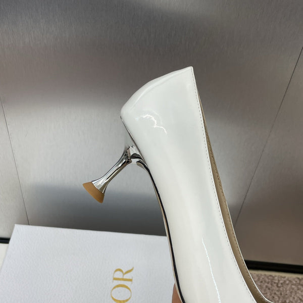 CD Pumps 65mm Glossy White Cowhide