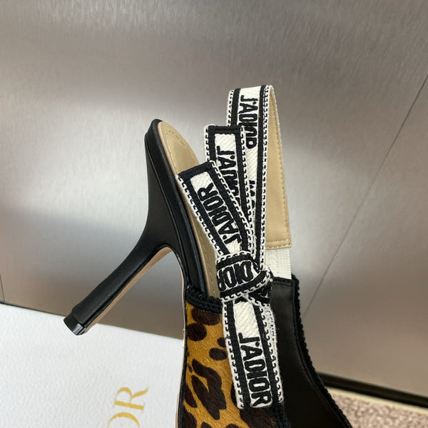 CD J'Adior Slingback Pump 95mm Leopard Print Yellow Black Nubuck Leather