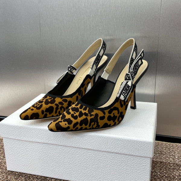 CD J'Adior Slingback Pump 95mm Leopard Print Yellow Black Nubuck Leather