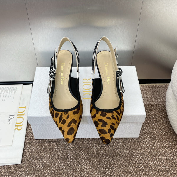 CD J'Adior Slingback Pump 65mm Leopard Print Yellow Black Nubuck Leather