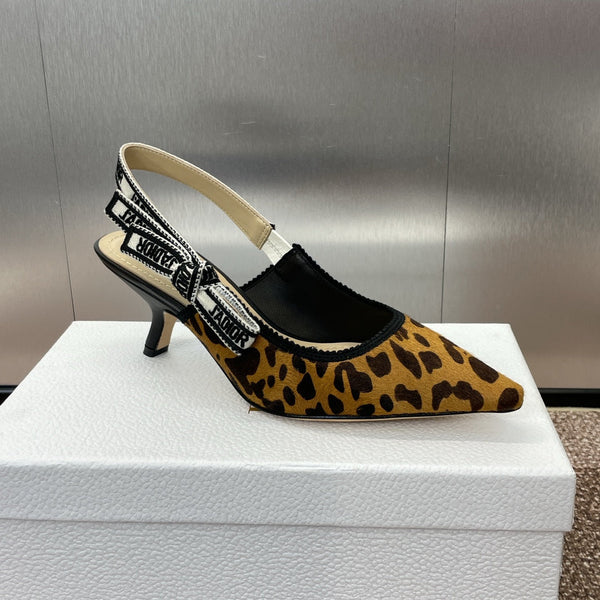 CD J'Adior Slingback Pump 65mm Leopard Print Yellow Black Nubuck Leather