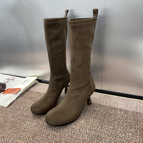 HM High Boots 75mm In Brown Umber Suede 975154