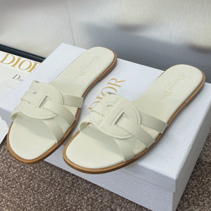 Dior 25 D-Club Slide Sandal White Calfskin 330322
