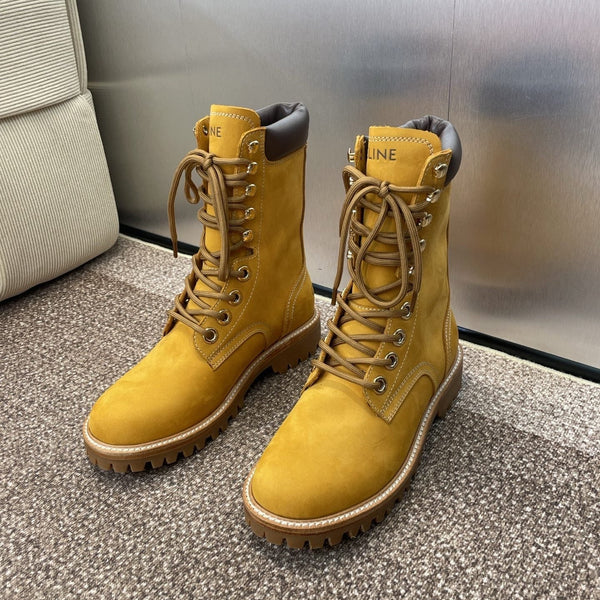 CELINE 25 Ankle Boots Yellow Suede 433390