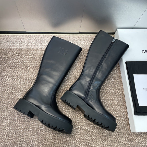 CELINE 25 high boots with locks black calfskin 433393
