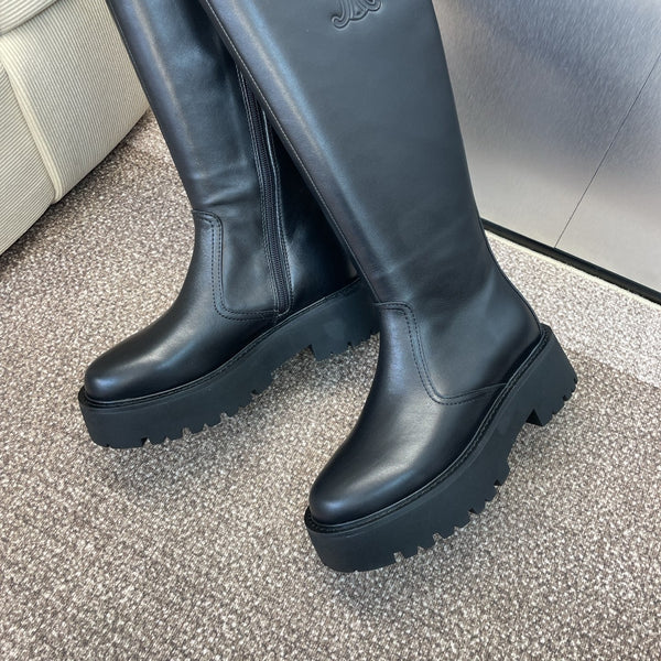 CELINE 25 high boots with locks black calfskin 433393