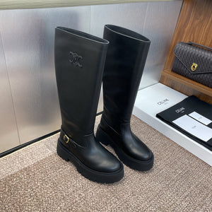 CELINE 25 high boots black calfskin 433394