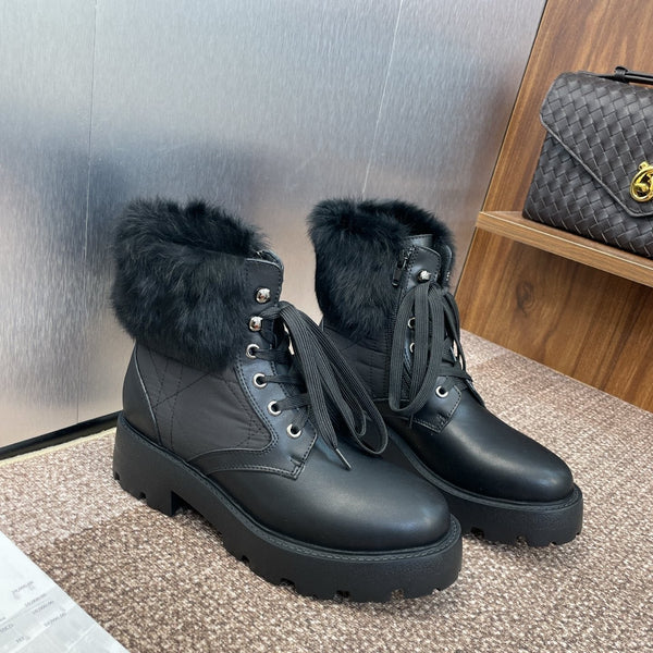 CD ankle boots black leather mix wool 433137