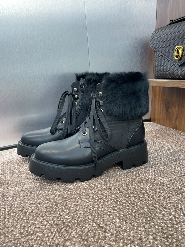 CD ankle boots black leather mix wool 433137