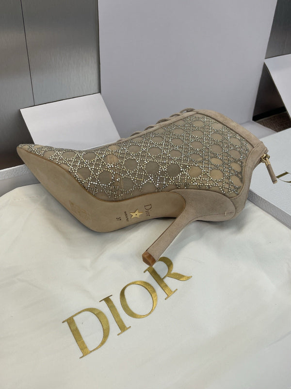 Dior 2025 Capture Heeled Ankle Boot Beige Mesh Sheepskin 508532
