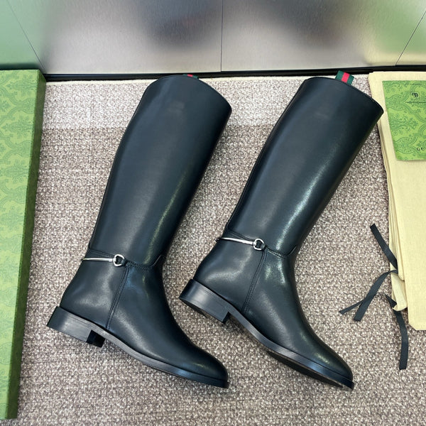 GG Women's Boot With Slim Horsebit 2.5cm Black Leather 508911