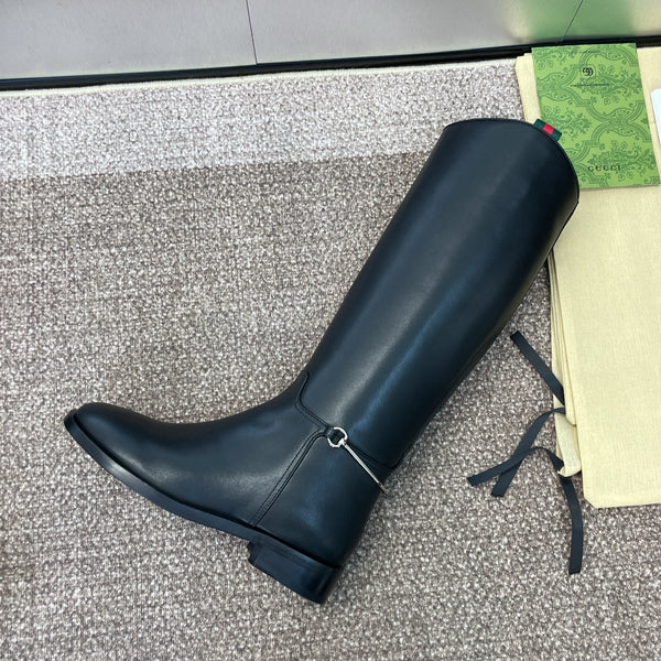 GG Women's Boot With Slim Horsebit 2.5cm Black Leather 508911