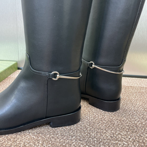 GG Women's Boot With Slim Horsebit 2.5cm Black Leather 508911