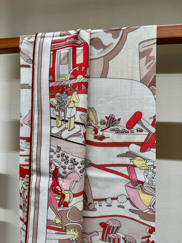 Locomotion Shawl 140 CM In Red Colorful Cashmere And Silk 384145