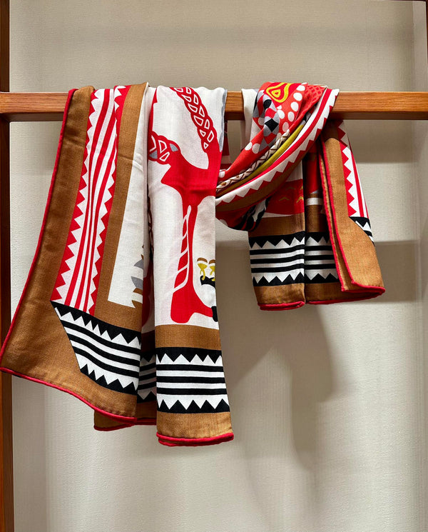 Square Scarf 140 CM Red Colorful Silk