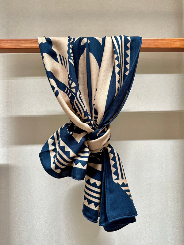 Fantaisie d'Etriers Scarf 140 CM Navy Blue Silk