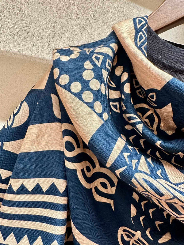 Square Scarf 140 CM Navy Blue Silk