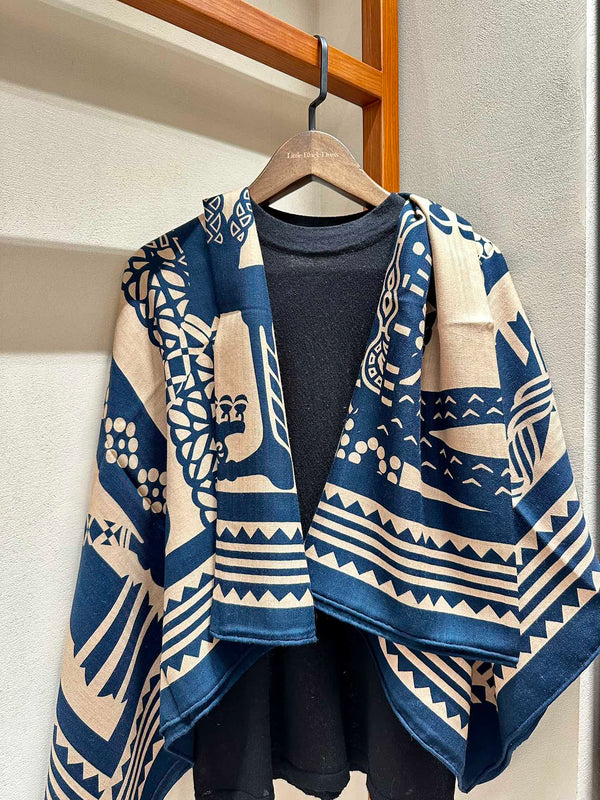 Square Scarf 140 CM Navy Blue Silk