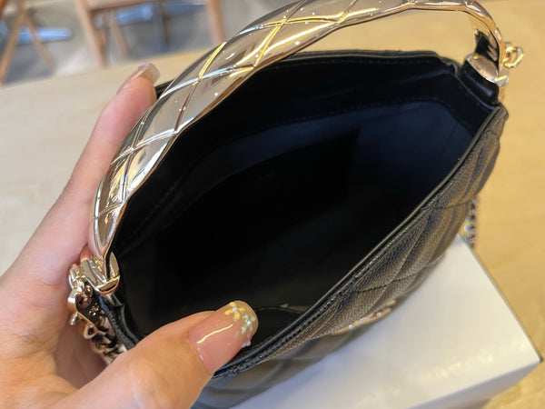 CC Handle Vintage Bag 19cm Black Caviar 277778 GHW