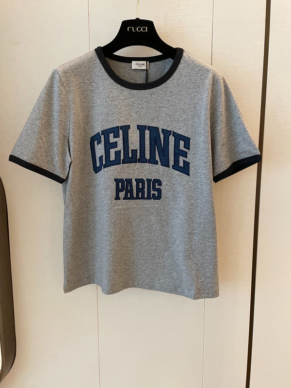 Celine "CELINE PARIS" T-shirt Gray Black Blue cotton