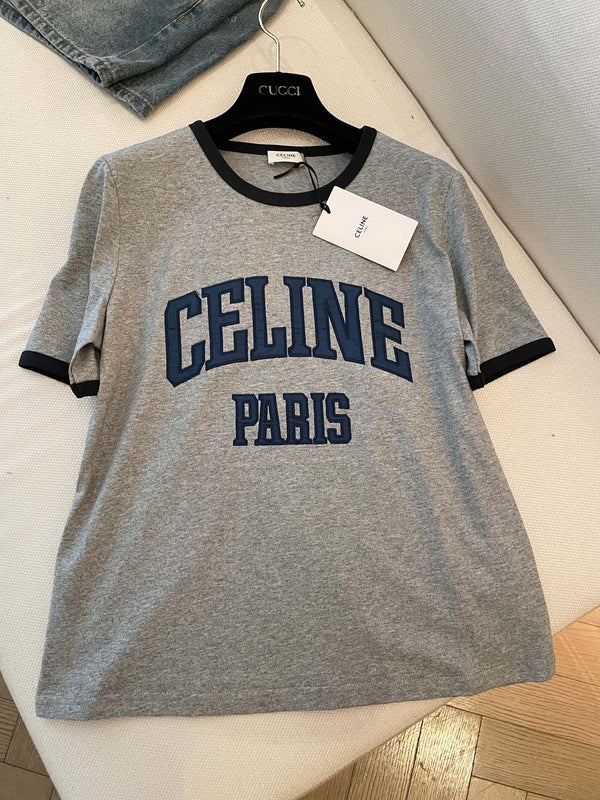 Celine "CELINE PARIS" T-shirt Gray Black Blue cotton